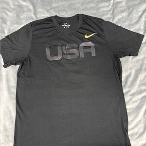 Nike Men's Black and Gold USA Tee